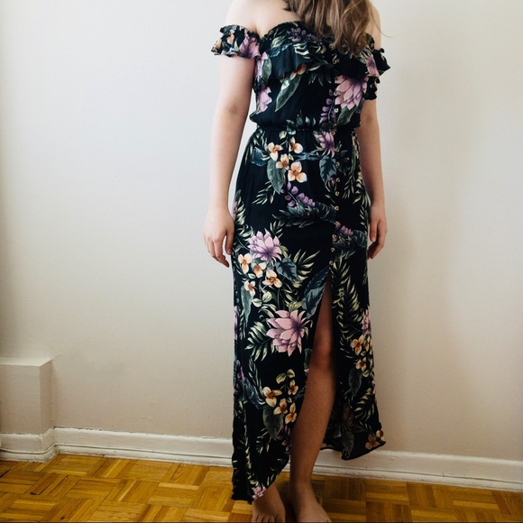 American Eagle Off Shoulder Long Floral Dress - Picture 2 of 6